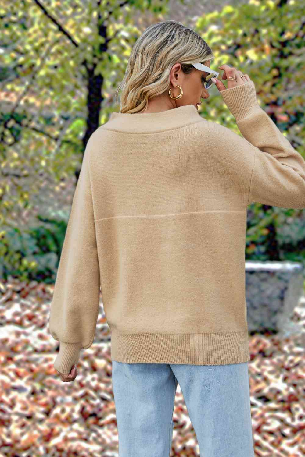 Off-Shoulder Dropped Shoulder Sweater