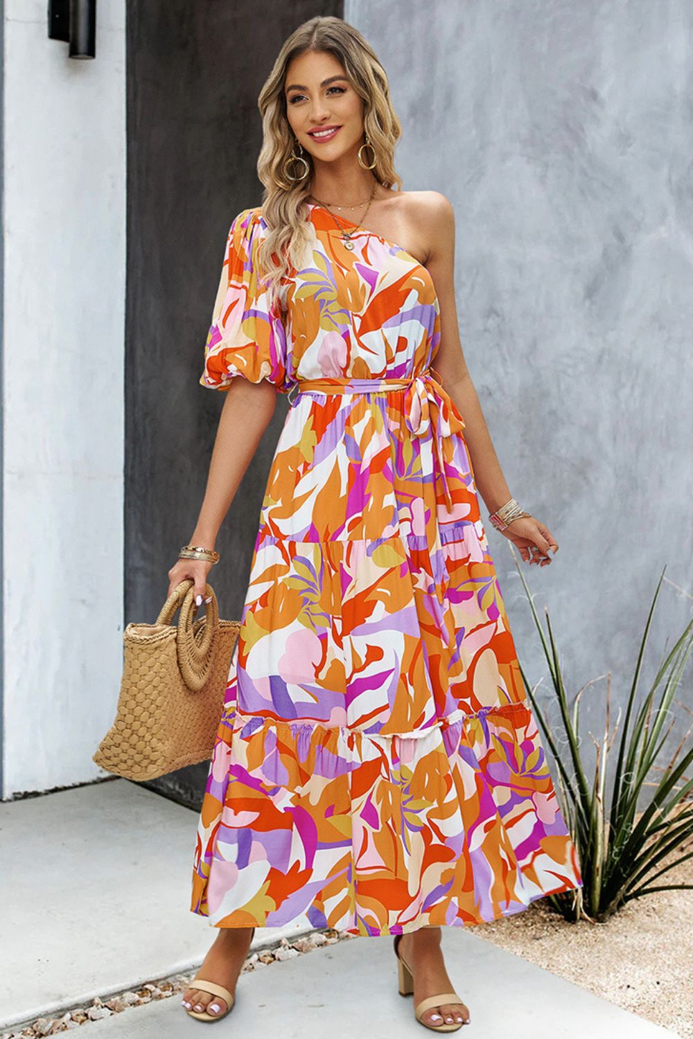 Printed One-Shoulder Tie Belt Maxi Dress – Jupiter Blu Boutique Printed One-Shoulder Tie Belt Maxi Dress – Jupiter Blu Boutique