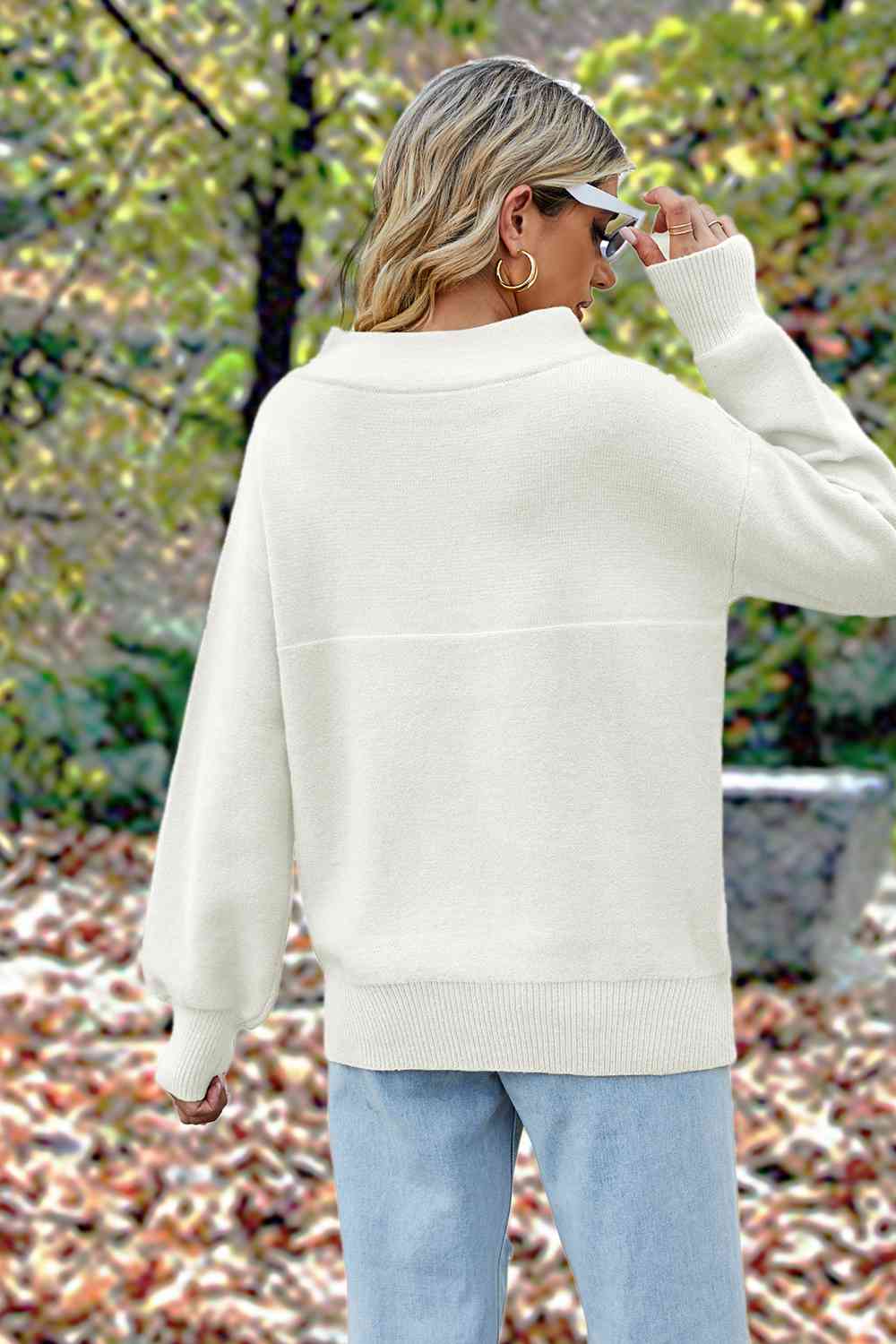Off-Shoulder Dropped Shoulder Sweater