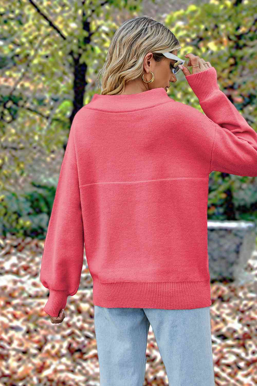 Off-Shoulder Dropped Shoulder Sweater