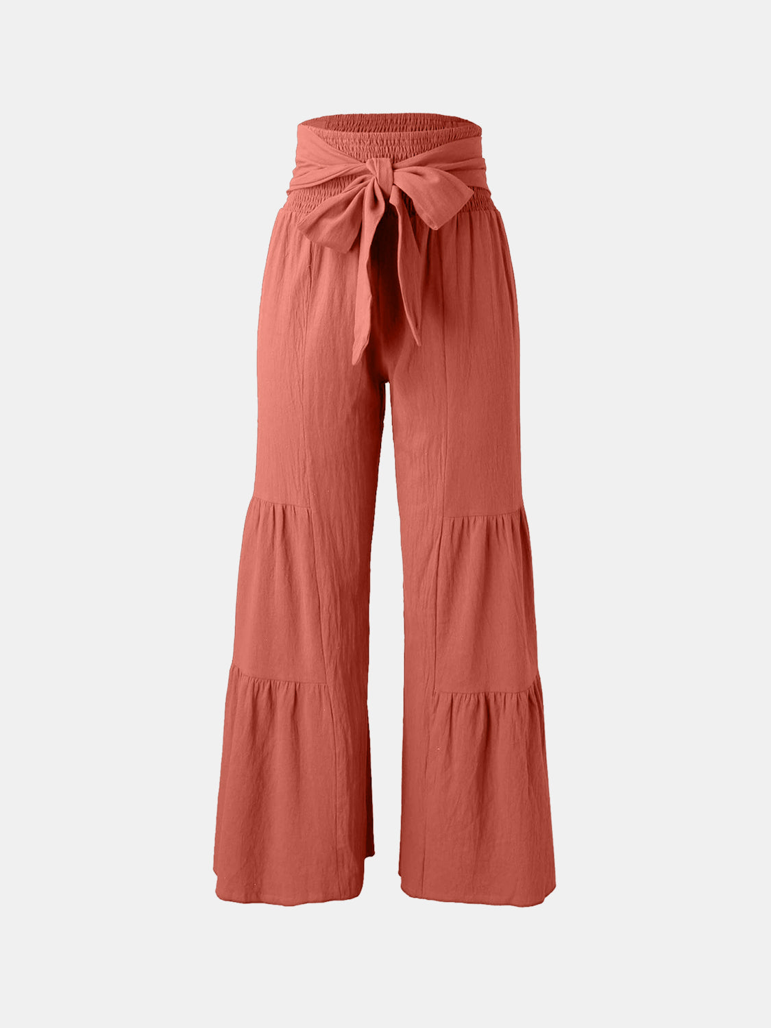 Tied Ruched Wide Leg Pants