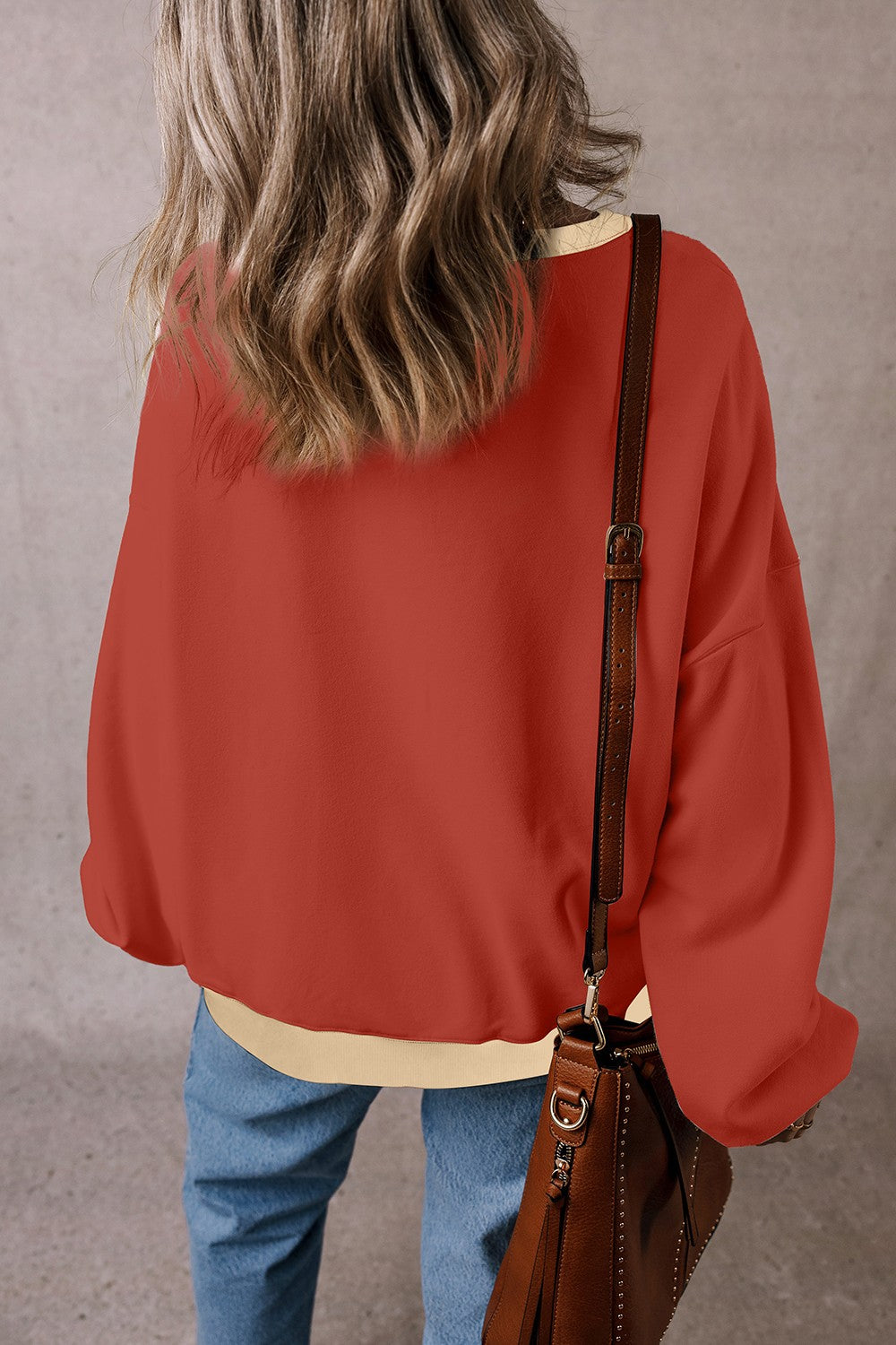 Contrast Round Neck Long Sleeve Sweatshirt