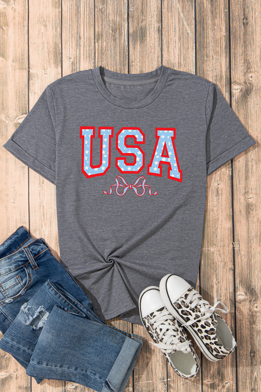 USA Round Neck Short Sleeve T-Shirt