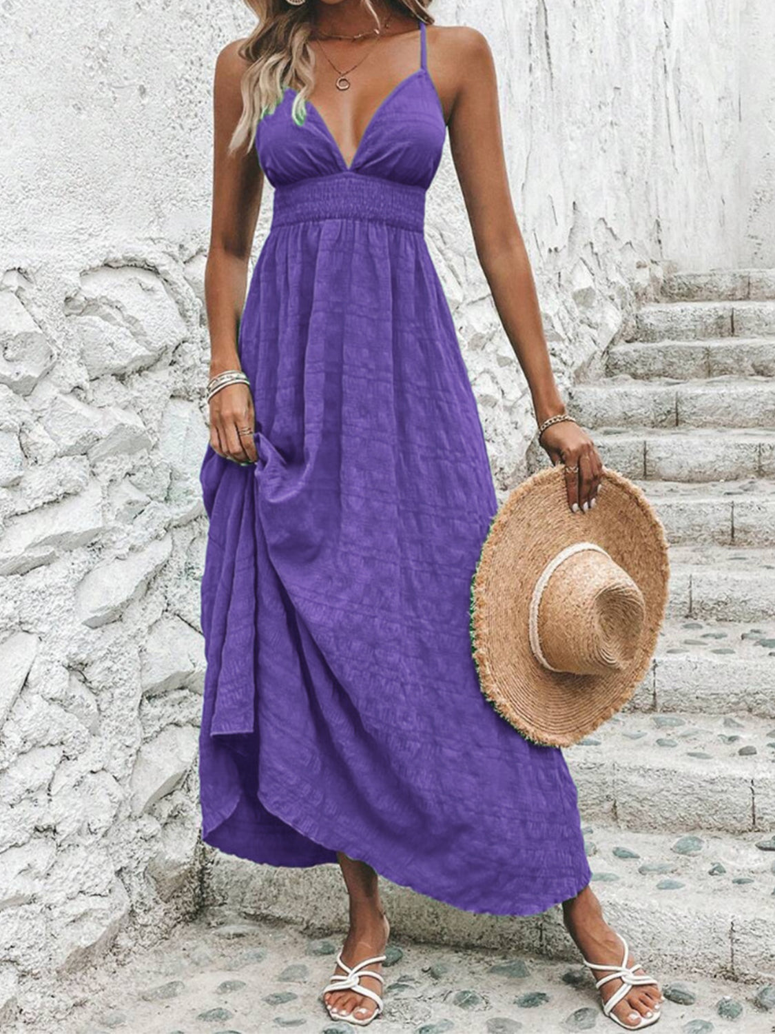 Crisscross V-Neck Maxi Cami Dress