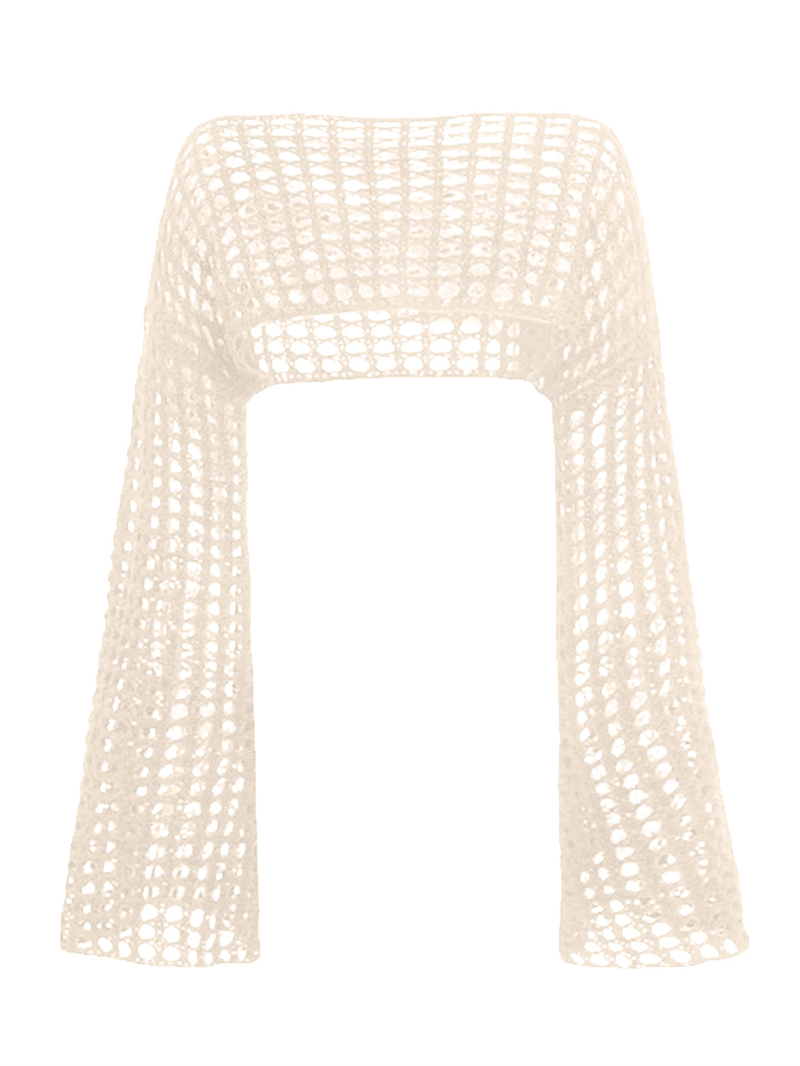 Openwork Boat Neck Long Sleeve Knit Cover Up