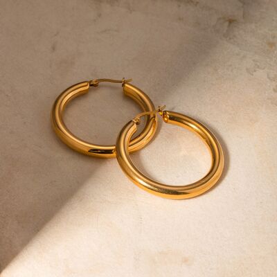 18K Gold-Plated Stainless Steel Huggie Earrings