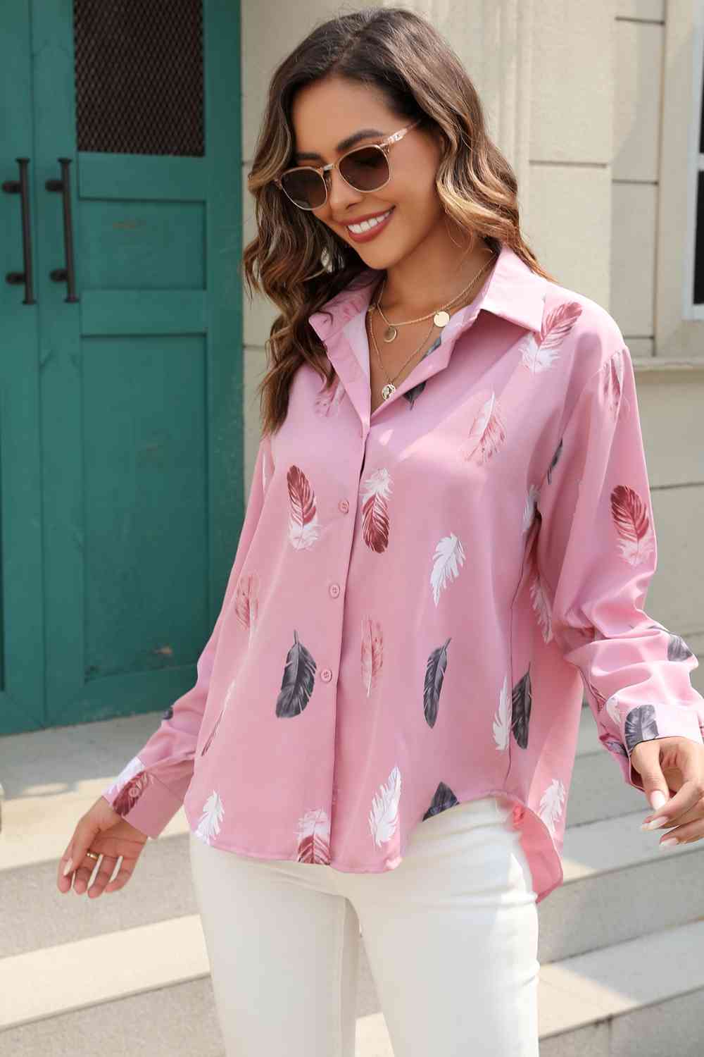 Printed Collared Neck Buttoned Shirt