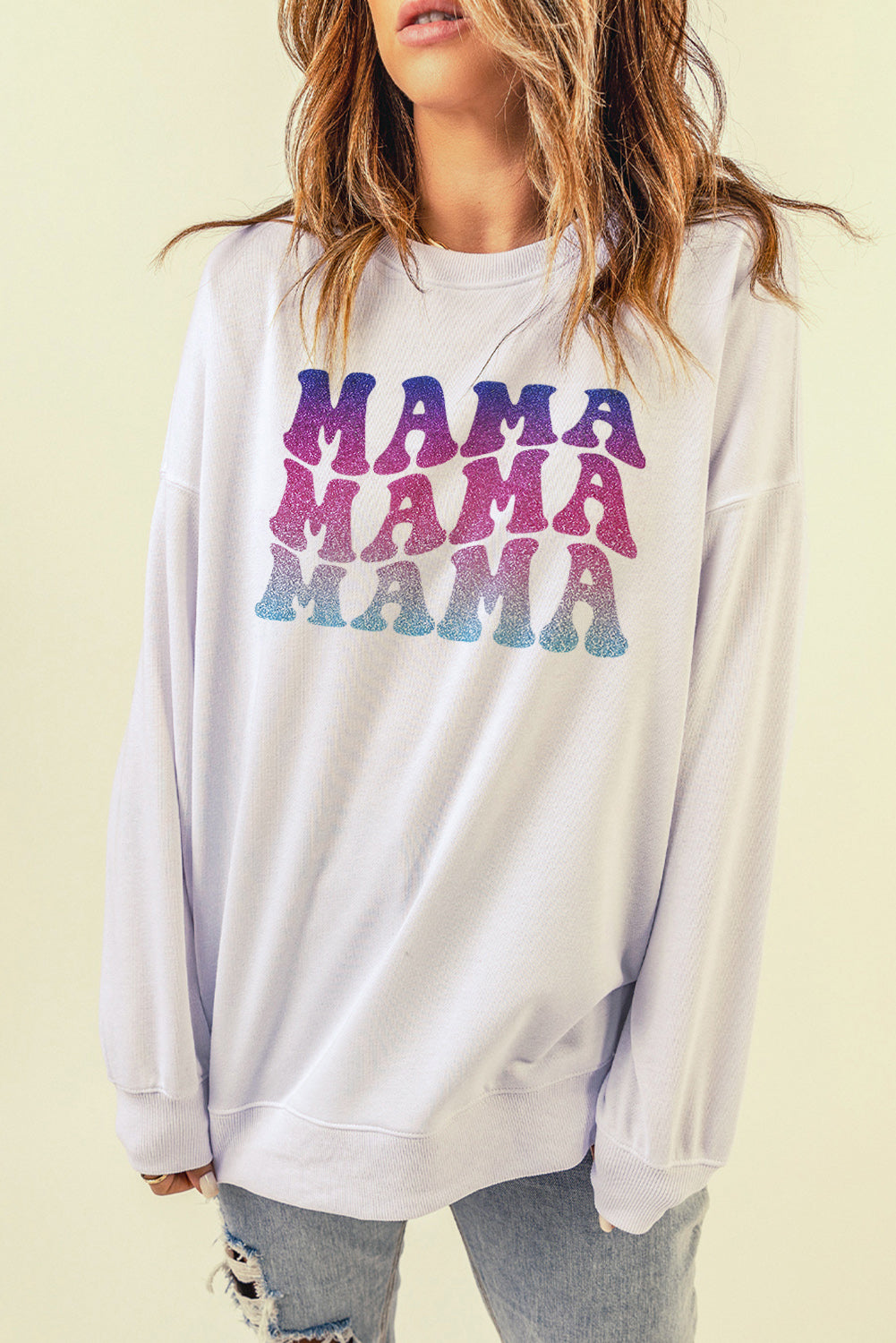 MAMA Gradient Graphic Dropped Shoulder Sweatshirt