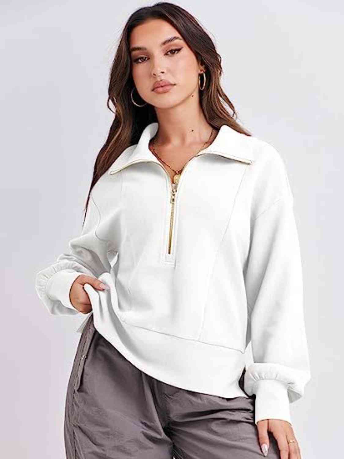 Half Zip Up Collared Sweatshirts