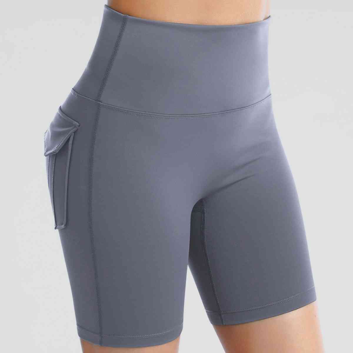 Wide Waistband Sports Shorts With Pockets