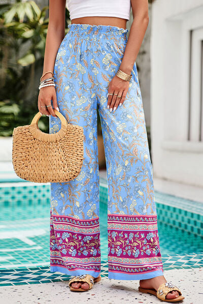 Printed High Waist Wide Leg Pants