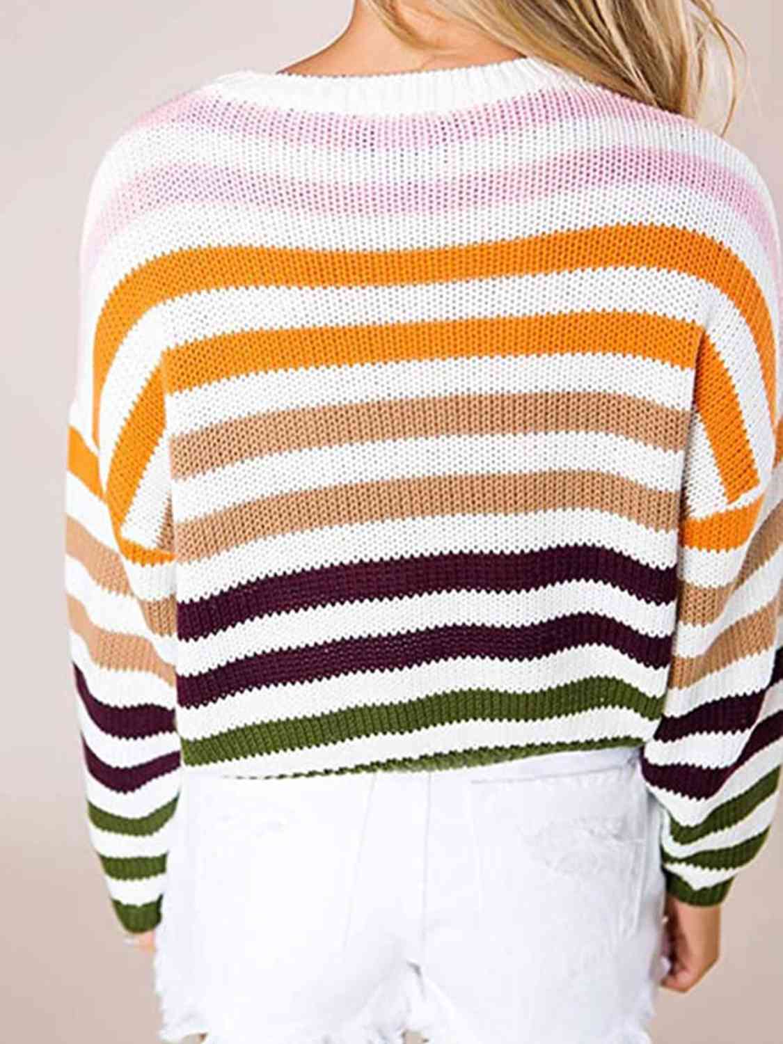 Striped Round Neck Knit Top