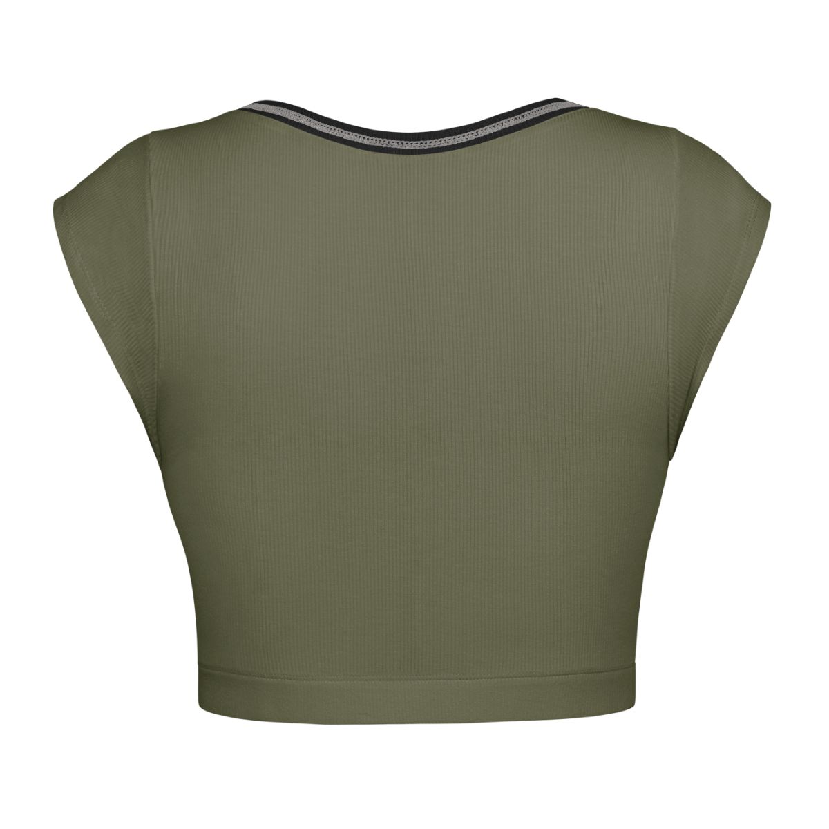 Notched Neck Cap Sleeve Cropped Tee