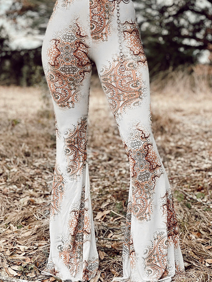 Printed Bodyline Flare Pants