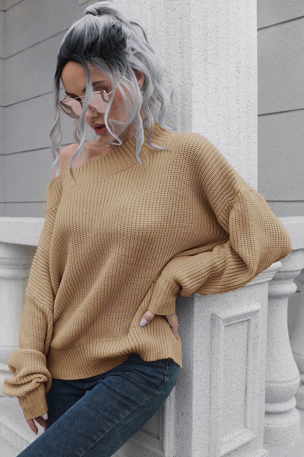 Ribbed clearance pullover sweater