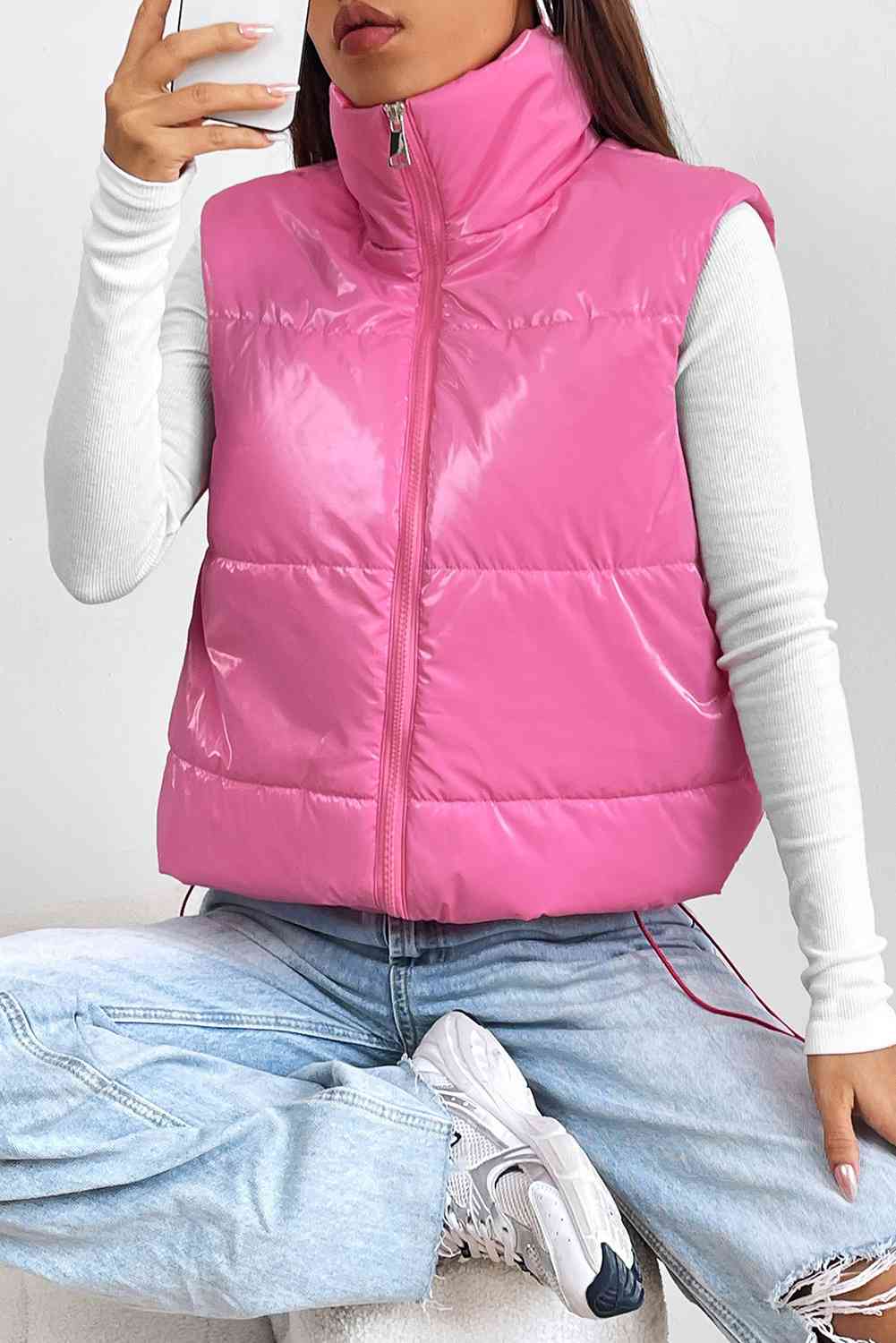 Zip Up Collared Vest