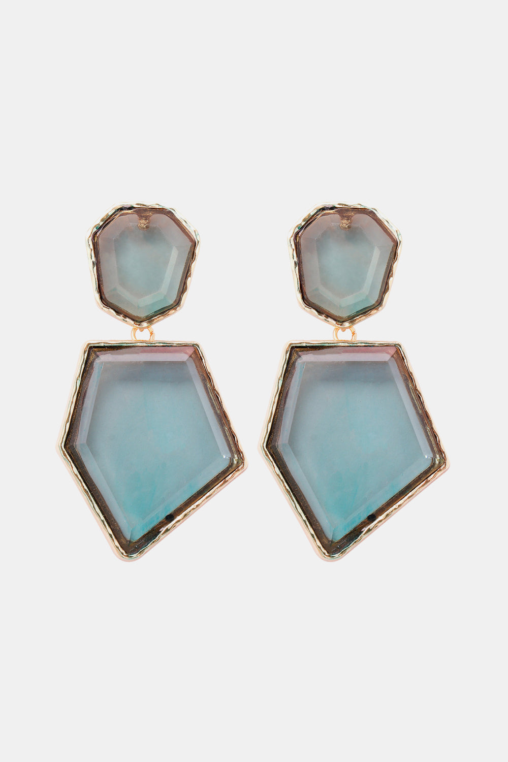 Geometrical Shape Zinc Alloy Frame Resin Dangle Earrings