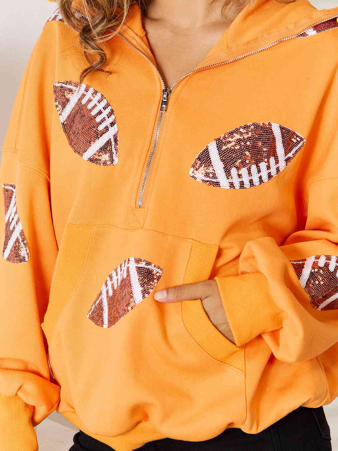 Sequin Football Patch Slit Sweatshirt – Lilly Creek Boutique