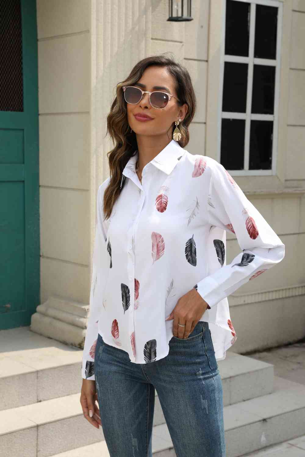 Printed Collared Neck Buttoned Shirt