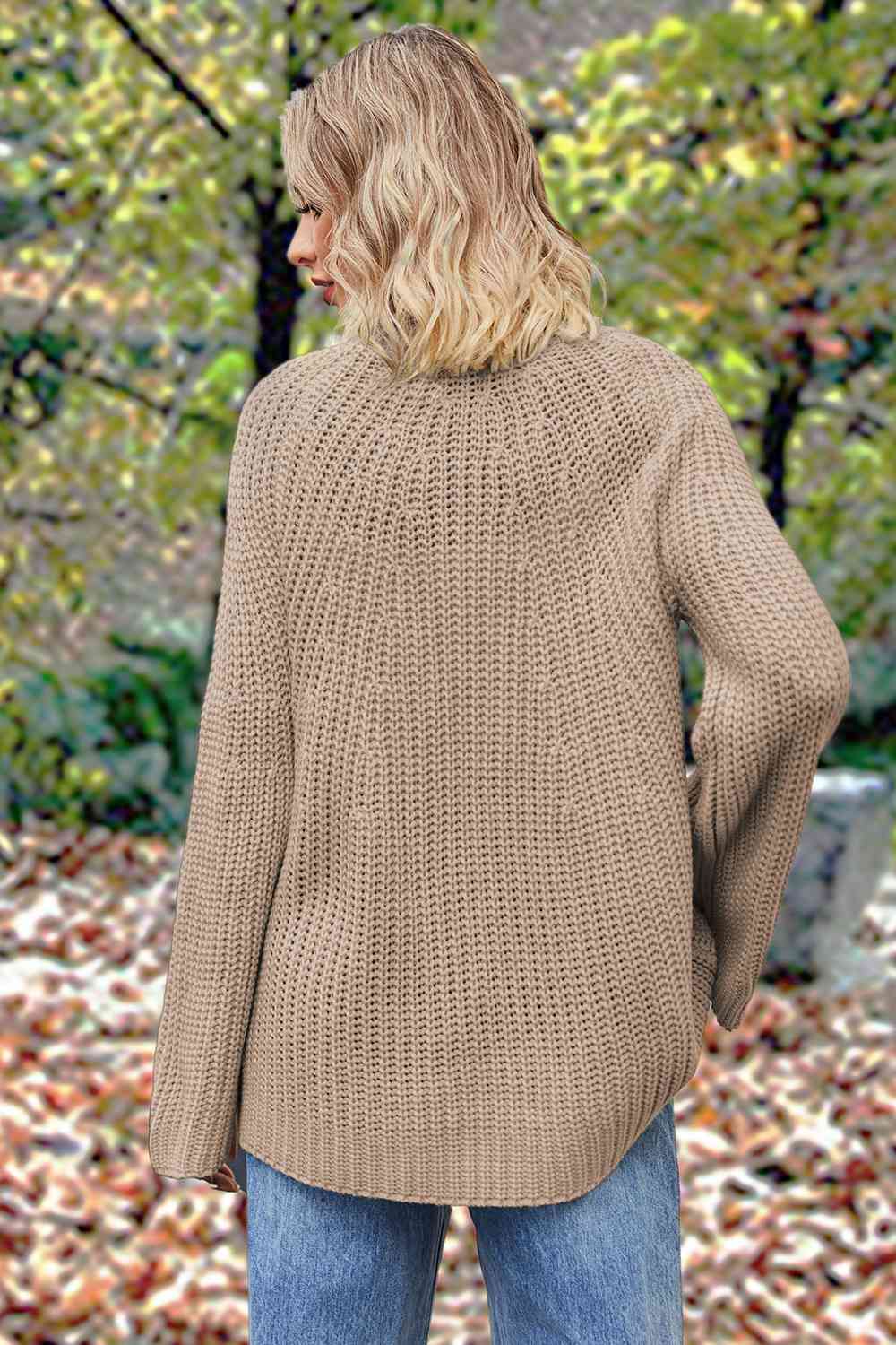 Openwork Round Neck Long Sleeve Sweater