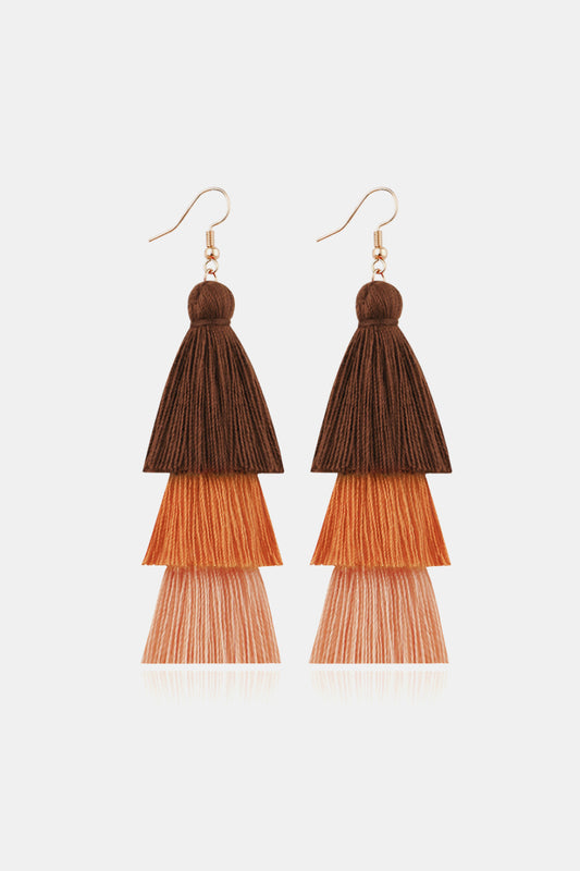 Triple-Layer Tassel Dangle Earrings