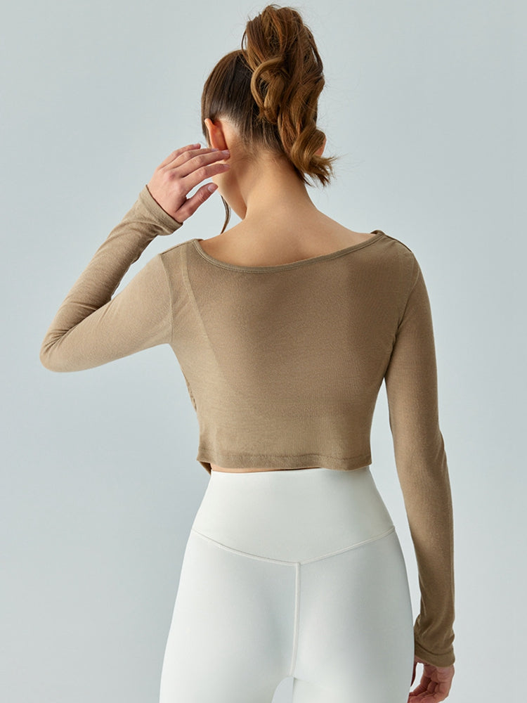 Cowl Neck Long Sleeve Sports Top