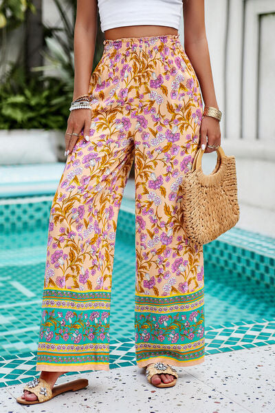 Printed High Waist Wide Leg Pants