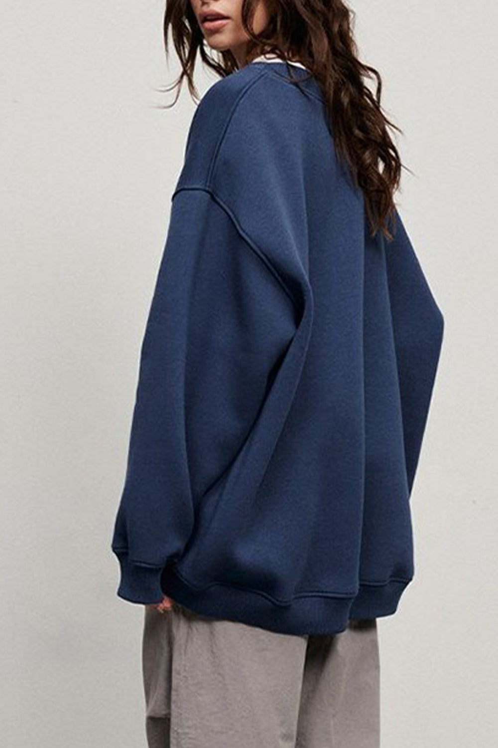 Oversize Round Neck Dropped Shoulder Sweatshirt