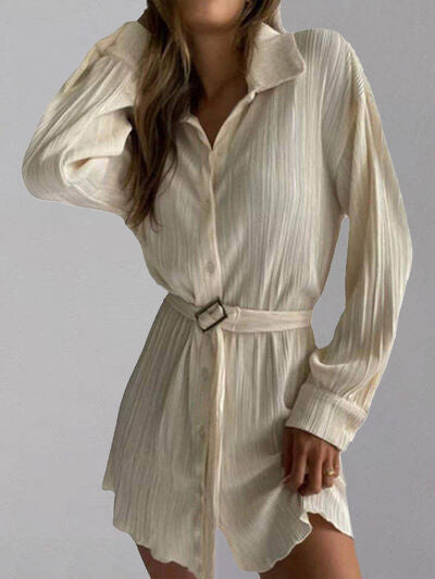 Button Up Dropped Shoulder Shirt Dress